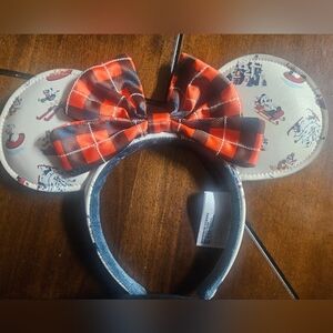Disney Christmas Mickey Ears With Plaid Bow